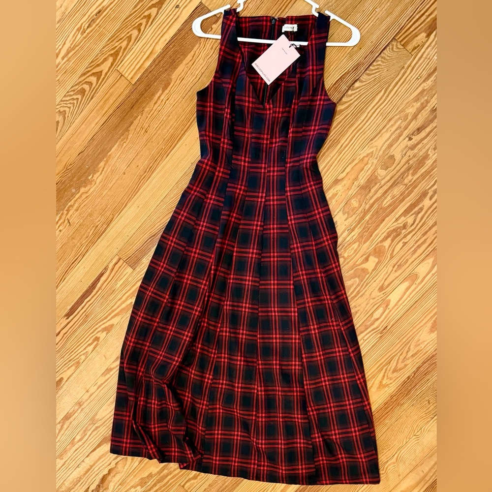 Avec Les Filles midi dress NWT , red and black plaid